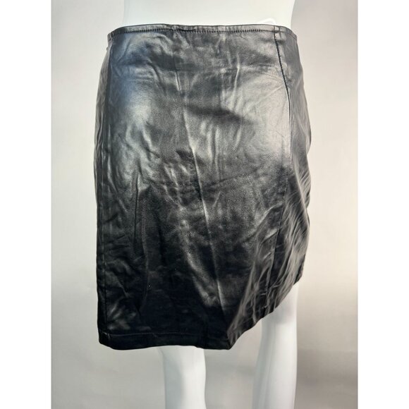 Vintage Wild Blue Faux Leather Button-Front Mini Skirt Black Size M Women's - Picture 3 of 16